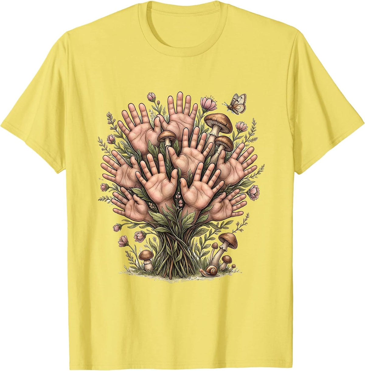 Men's Preschool Teacher Little Hands Paint Print T-Shirt - Lemon Yellow