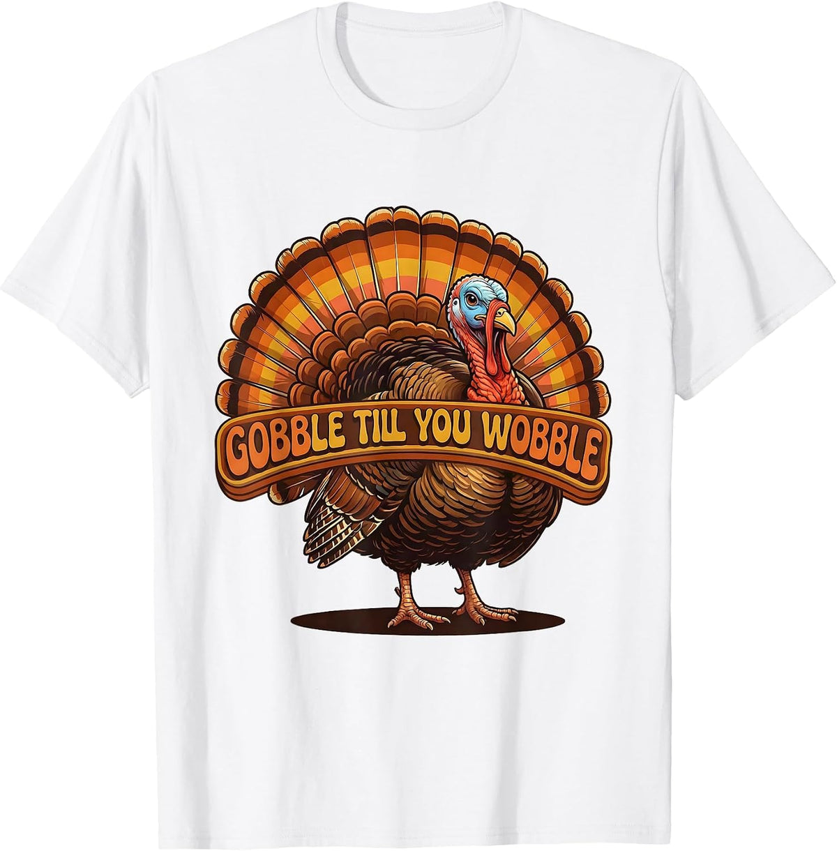 Boys Gobble Till You Wobble Thanksgiving Design T-Shirt - White