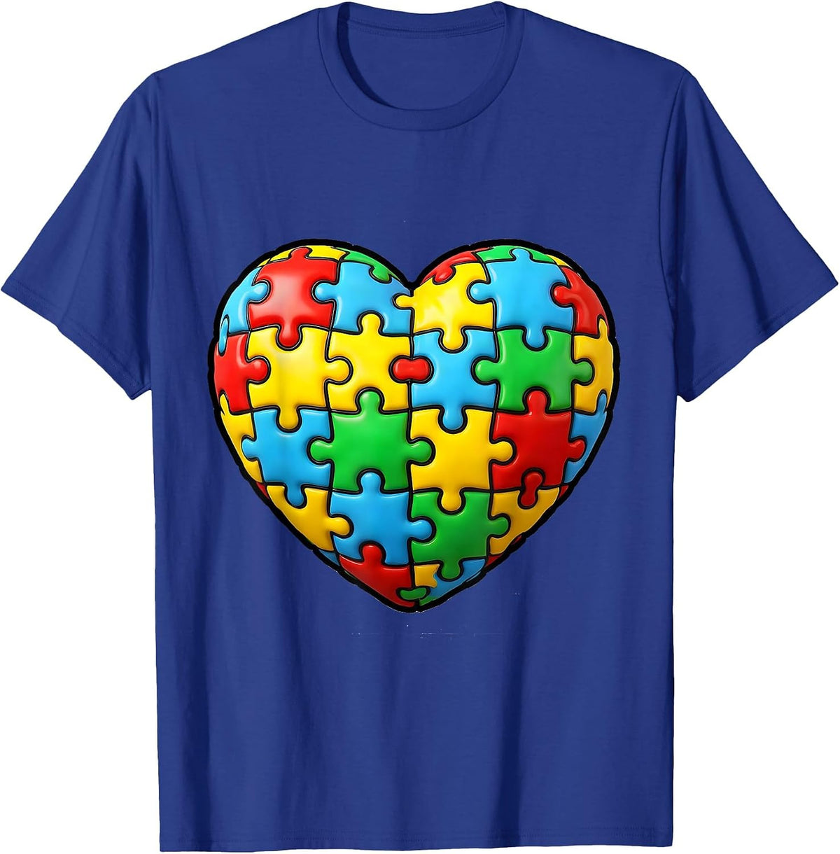 Men's Sped Teacher Puzzle Piece Heart Graphic T-Shirt - Royal Blue