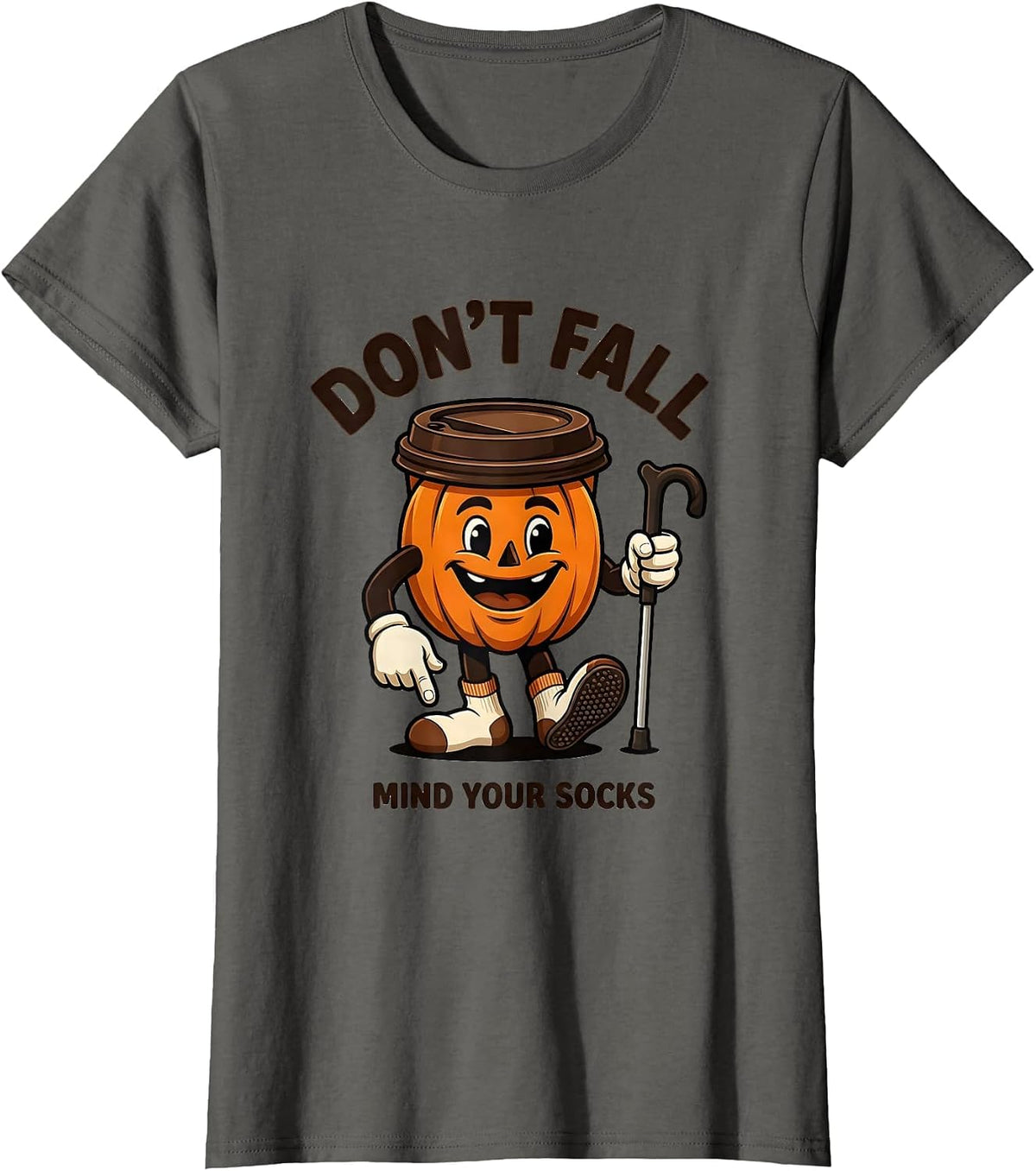 Women's Don't Fall Mind Your Socks Funny Nurse Physical Therapy PT T-Shirt - Asphalt Grey