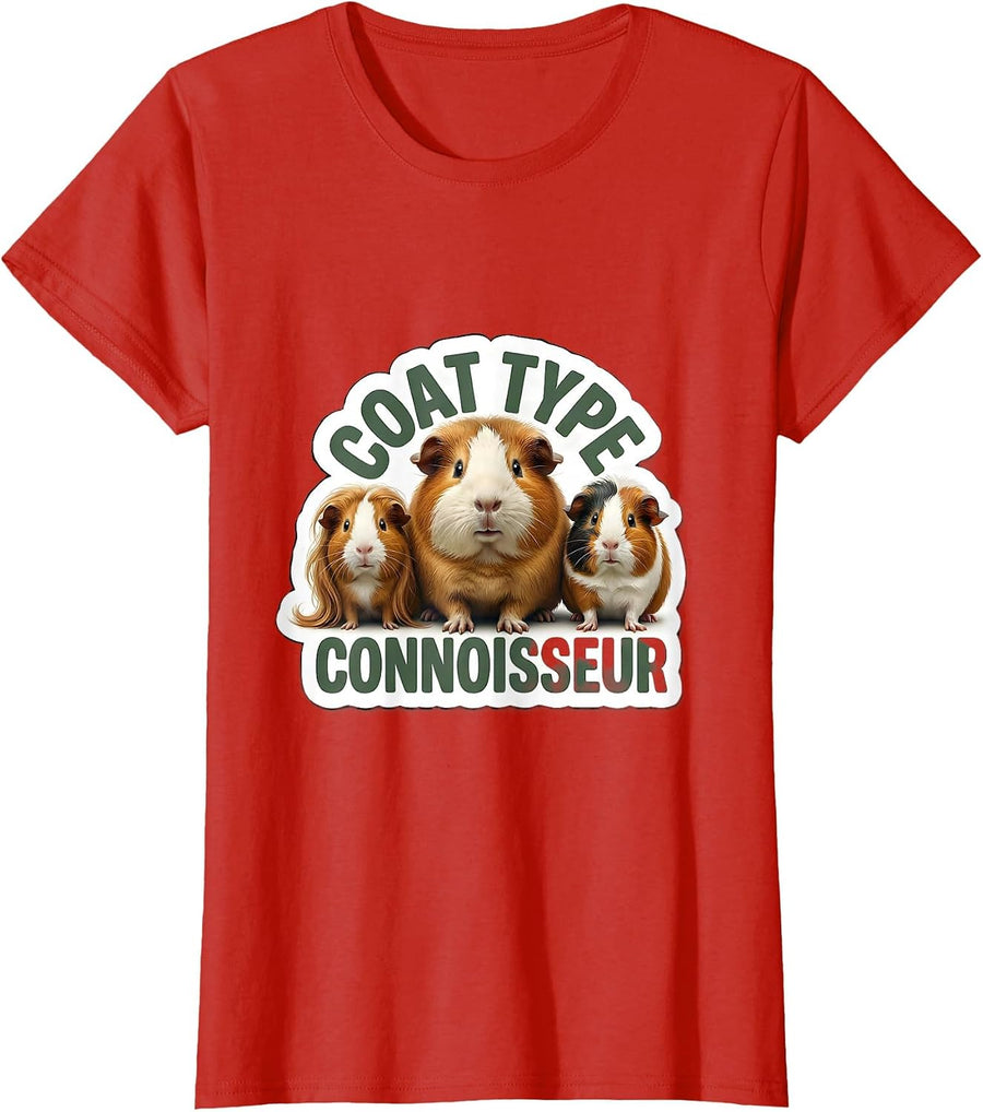 Women's Coat Type Connoisseur Funny Guinea Pig Lover Pet Pig Humor T-Shirt - Red
