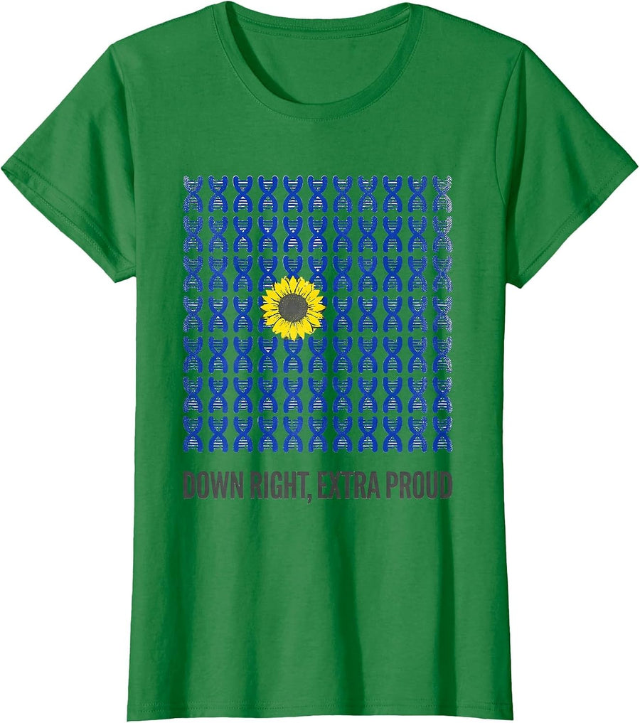 Women's Down Right Extra Proud Heartfelt Down Syndrome Awareness T-Shirt - Kelly Green
