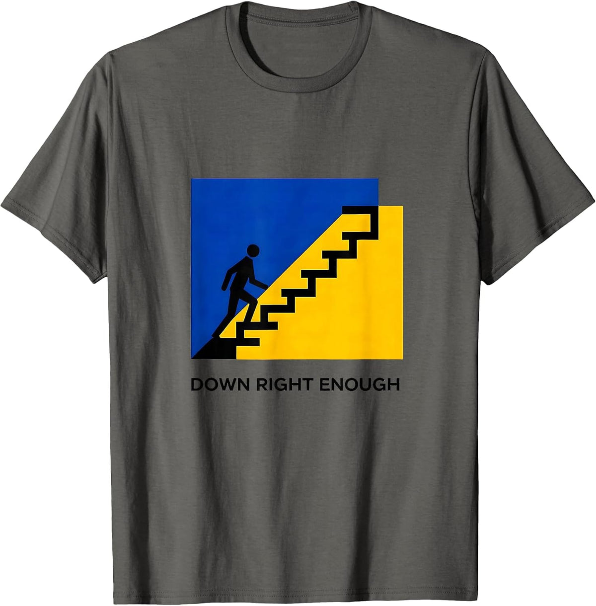 Men's Down Right Enough Geometric Down Syndrome Awareness Support T-Shirt - Asphalt Grey