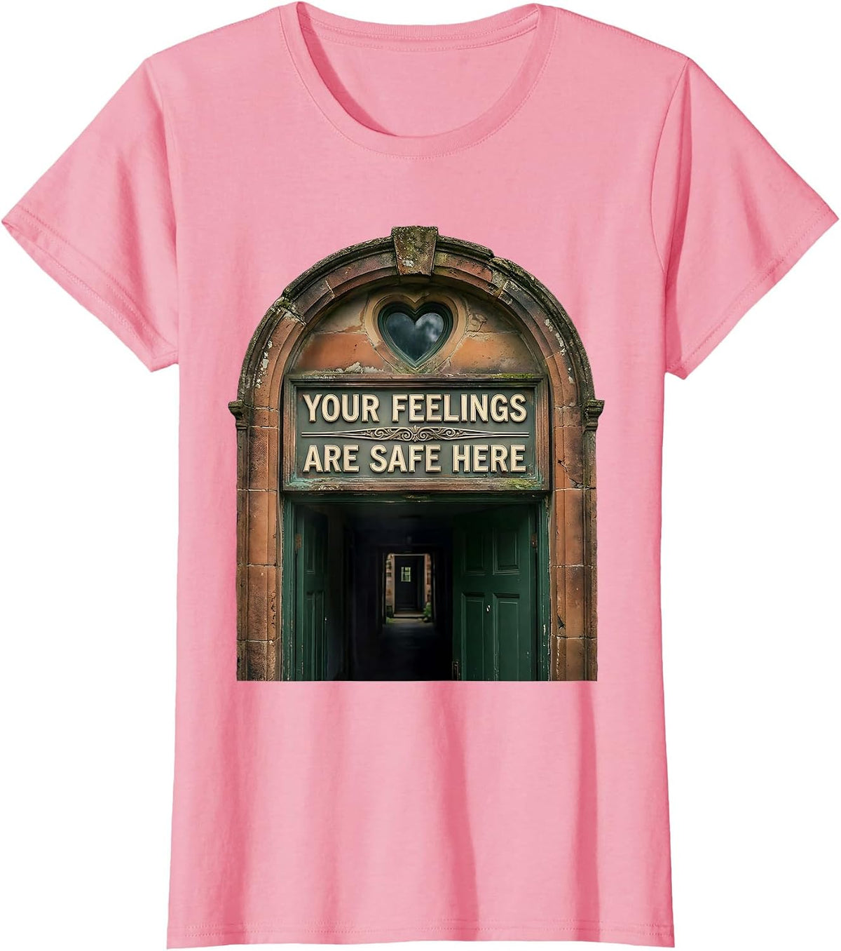 Women's Your Feelings Are Safe Here Vintage Mental Health Counselor T-Shirt - Pink