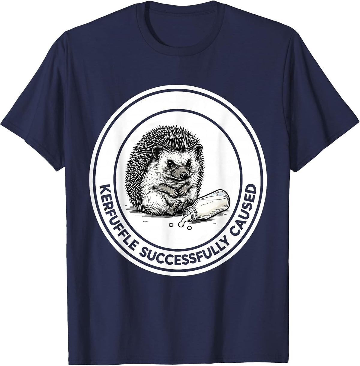 Kerfuffle Successfully Caused Funny Hedgehog Animal Meme T-Shirt - Navy Blue