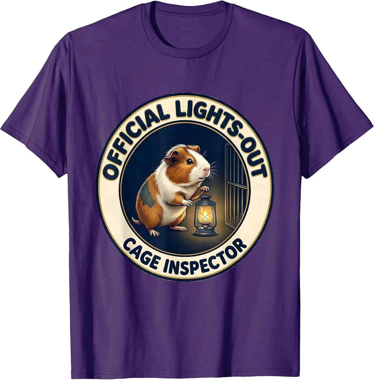 Official Lights-Out Cage Inspector Funny Guinea Pig Owner T-Shirt - Purple