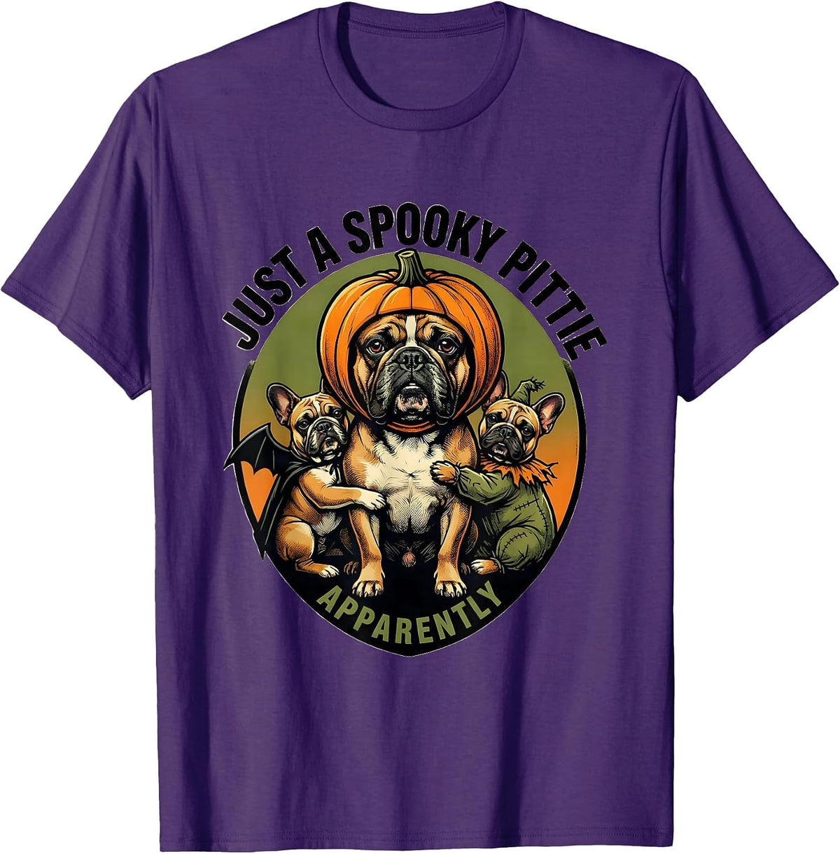 Men's Just A Spooky Pittie Apparently Funny Halloween Pitbull Dog T-Shirt - Purple