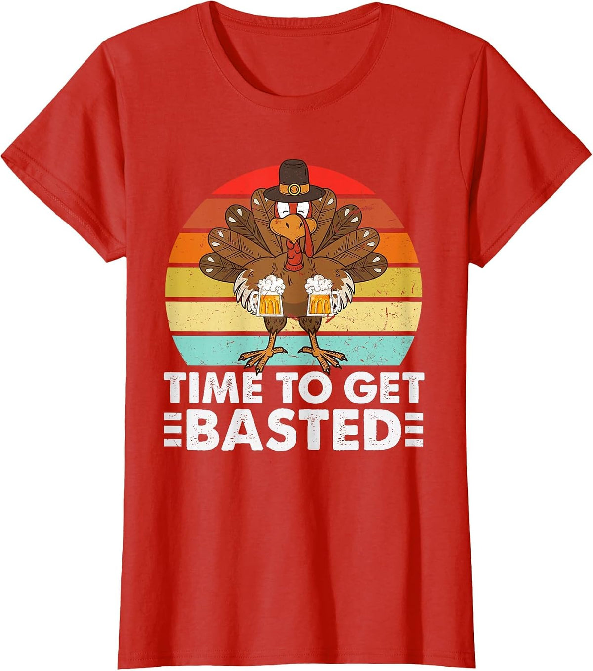 Time to Get Basted Thanksgiving Men Time to Get Basted T-Shirt - Red
