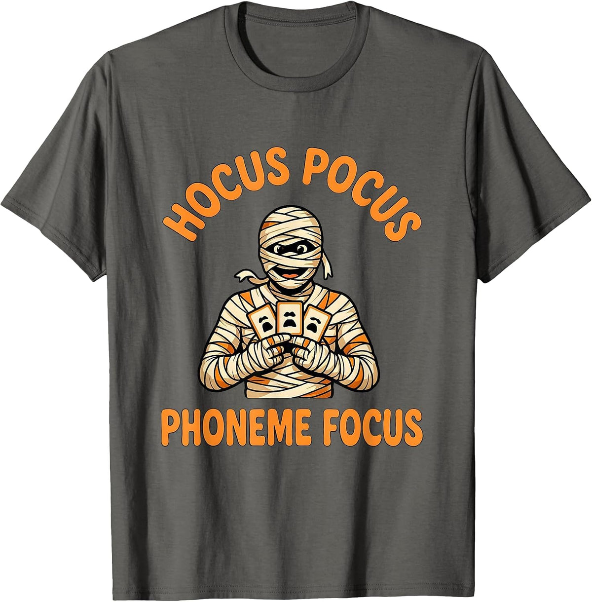 Men's Hocus Pocus Phoneme Focus Funny Speech Therapy SLP Teacher T-Shirt - Asphalt Grey