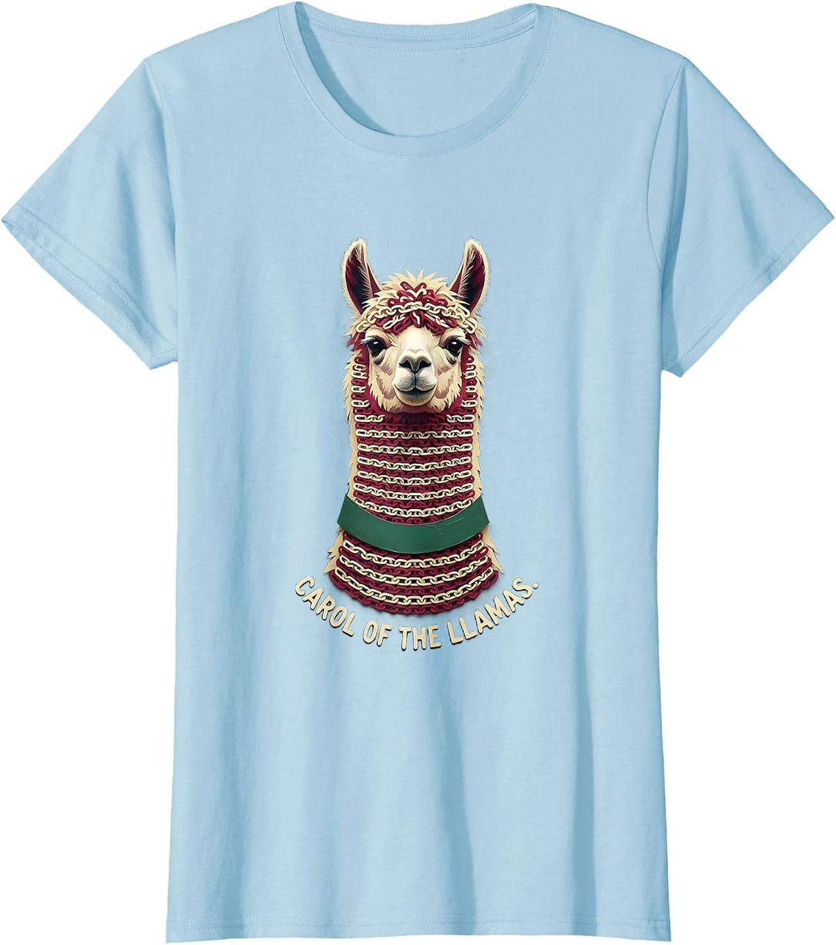 Carol Of The Llamas Funny Llama Christmas Animal Lover Gift T-Shirt - Baby Blue