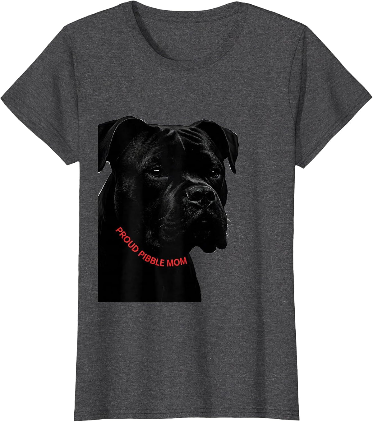 Women's Proud Pibble Mom Funny Pitbull Dog Lover Breed Humor T-Shirt - Dark Heather Grey
