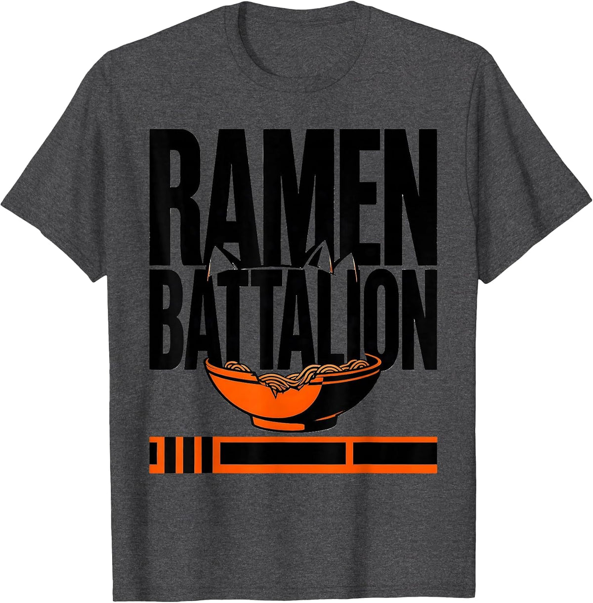 RAMEN BATTALION Kawaii Anime Cat Japanese Humor T-Shirt - Dark Heather Grey