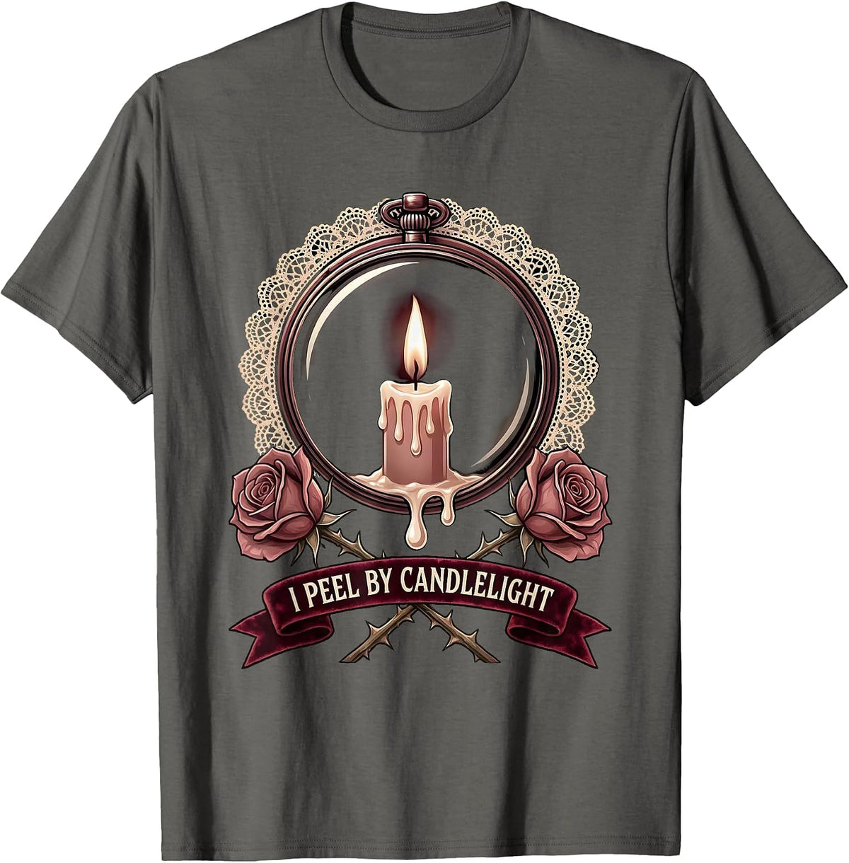Men's I Peel By Candlelight Vamp Romantic Dermatology Halloween T-Shirt - Asphalt Grey