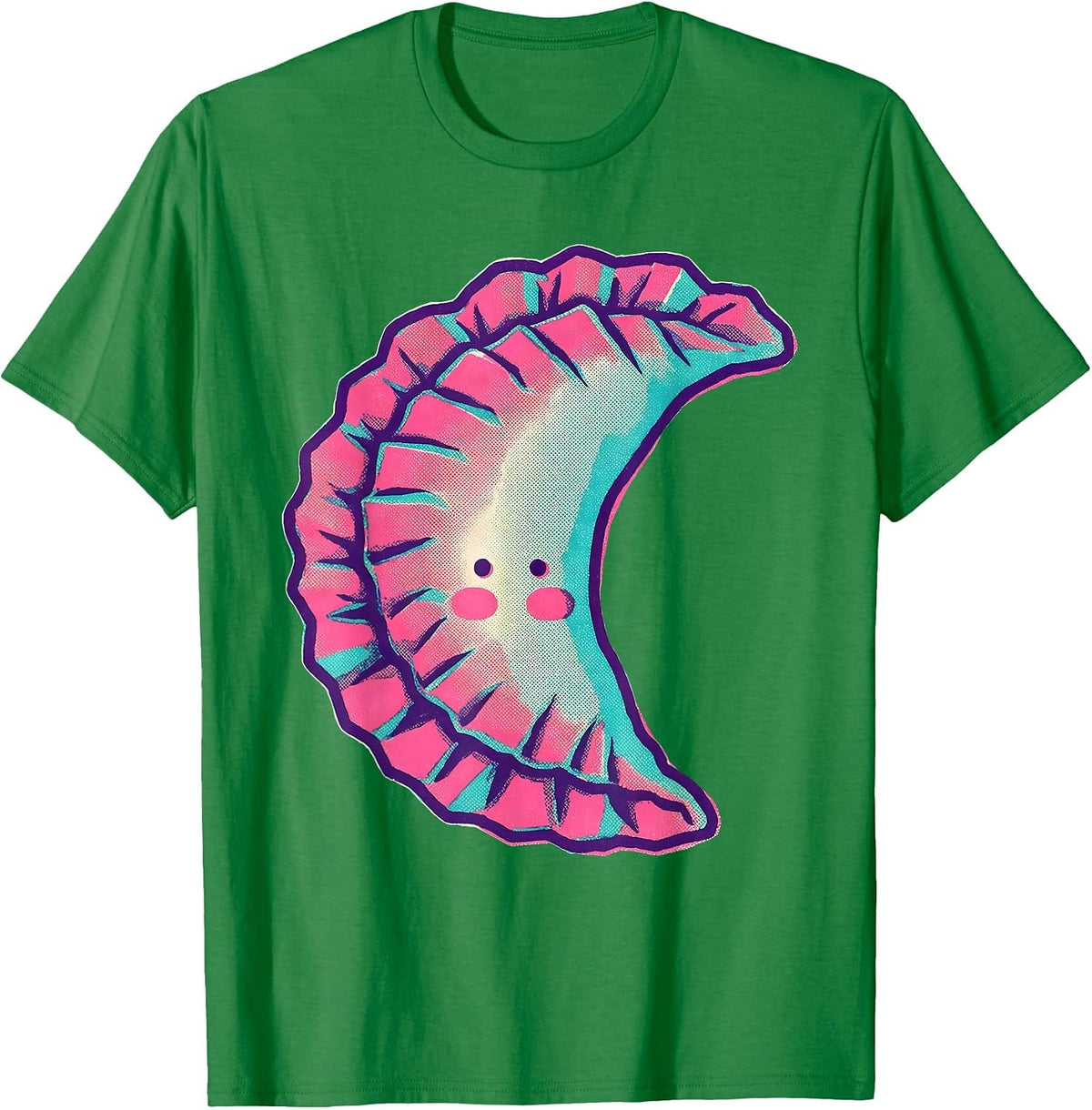Men's Cute Kawaii Dumpling Character Food Lover Humor T-Shirt - Kelly Green