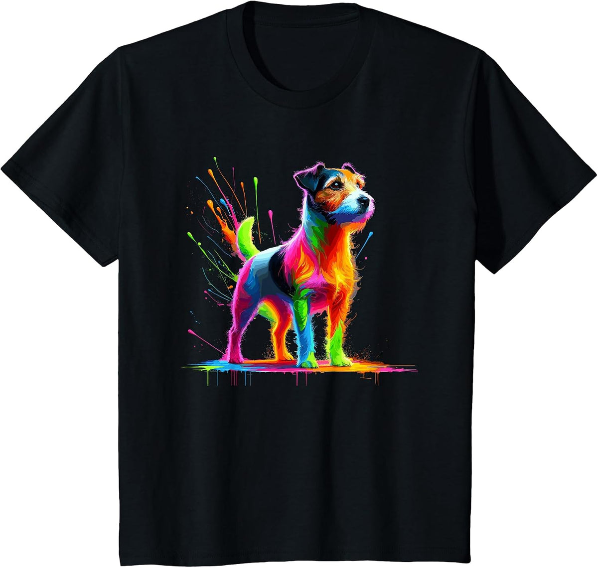 Splash Art Jack Russell Terrier T-Shirt - Black