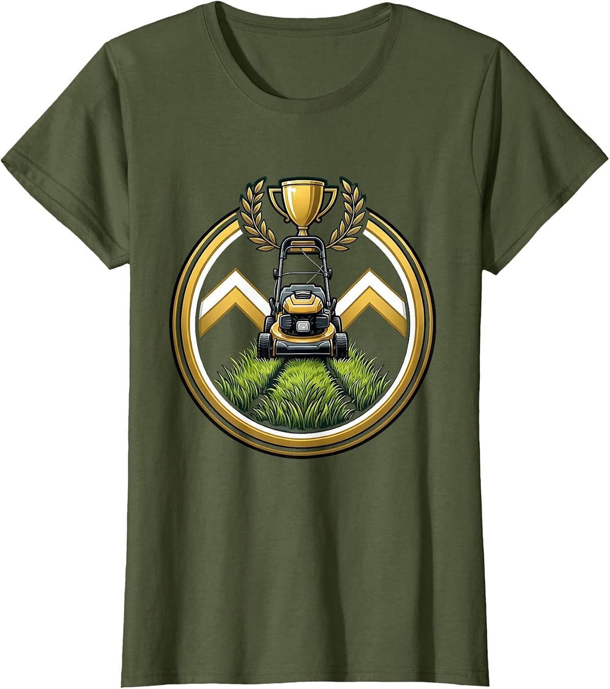 Women's Proud Bad Lawn Mowing Dad Graphic T-Shirt - Olive Green