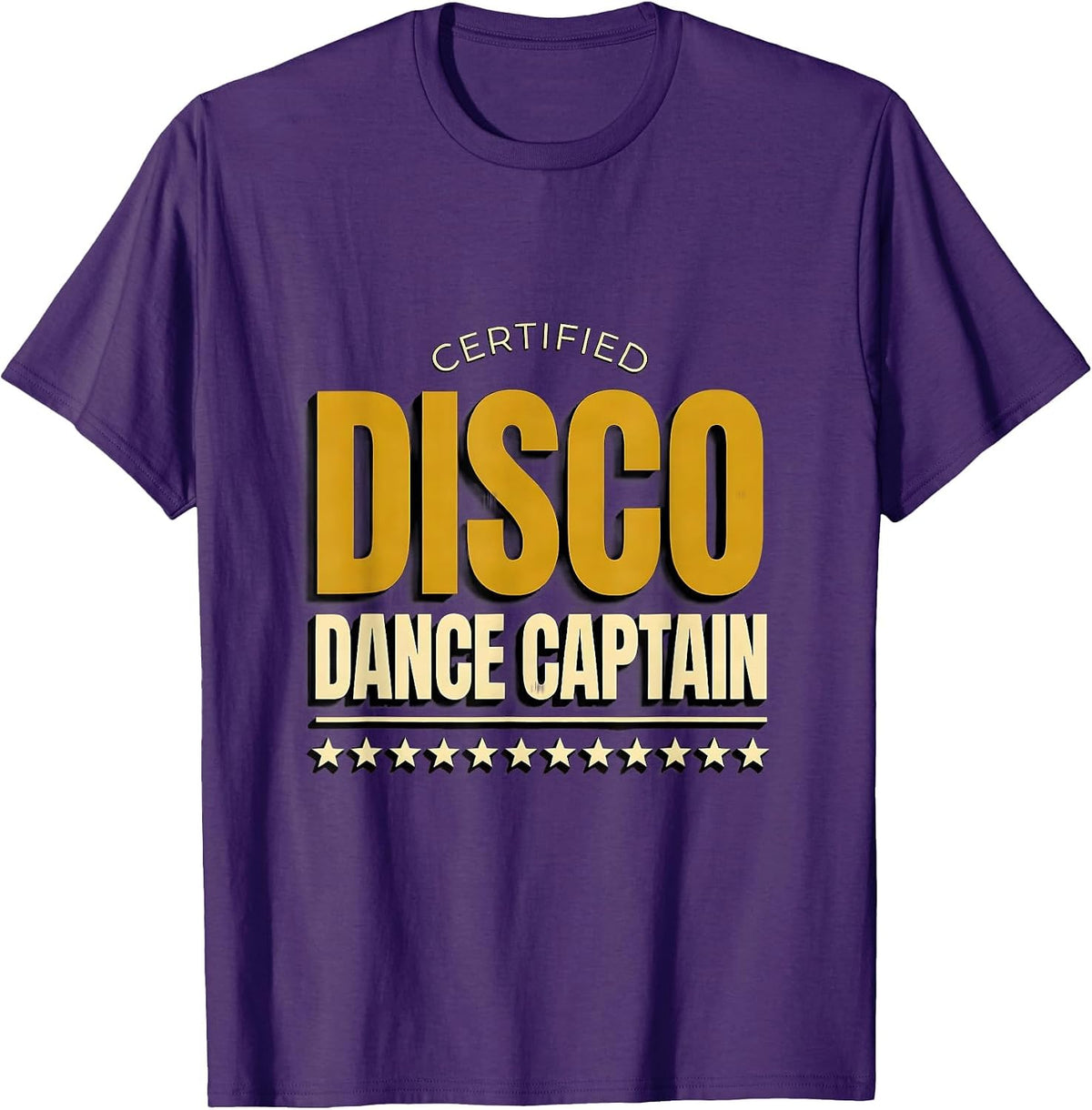 Certified Disco Dance Captain Retro 70s Disco Party Costume T-Shirt - Purple