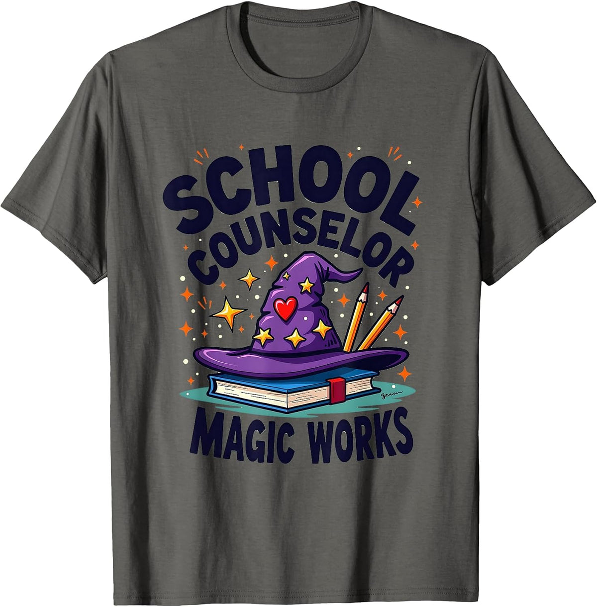 School Counselor Magic Works Appreciation Design T-Shirt - Asphalt Grey