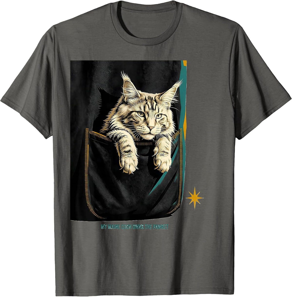 My Maine Coon Owns The Pawket Cute Cat Lover Midcentury T-Shirt - Asphalt Grey