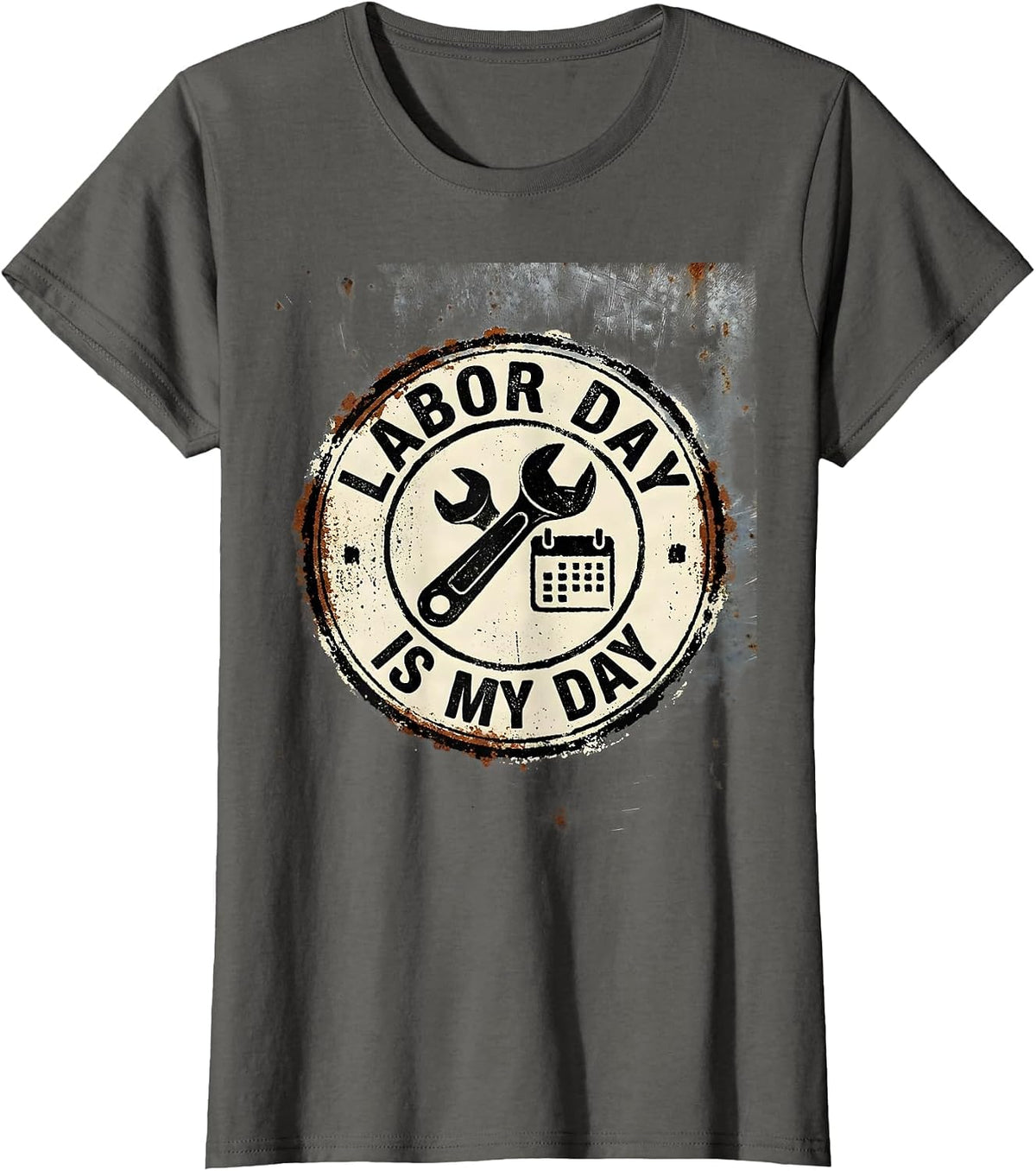 Women's Labor Day Is My Day Funny Blue Collar Worker Gift T-Shirt - Asphalt Grey
