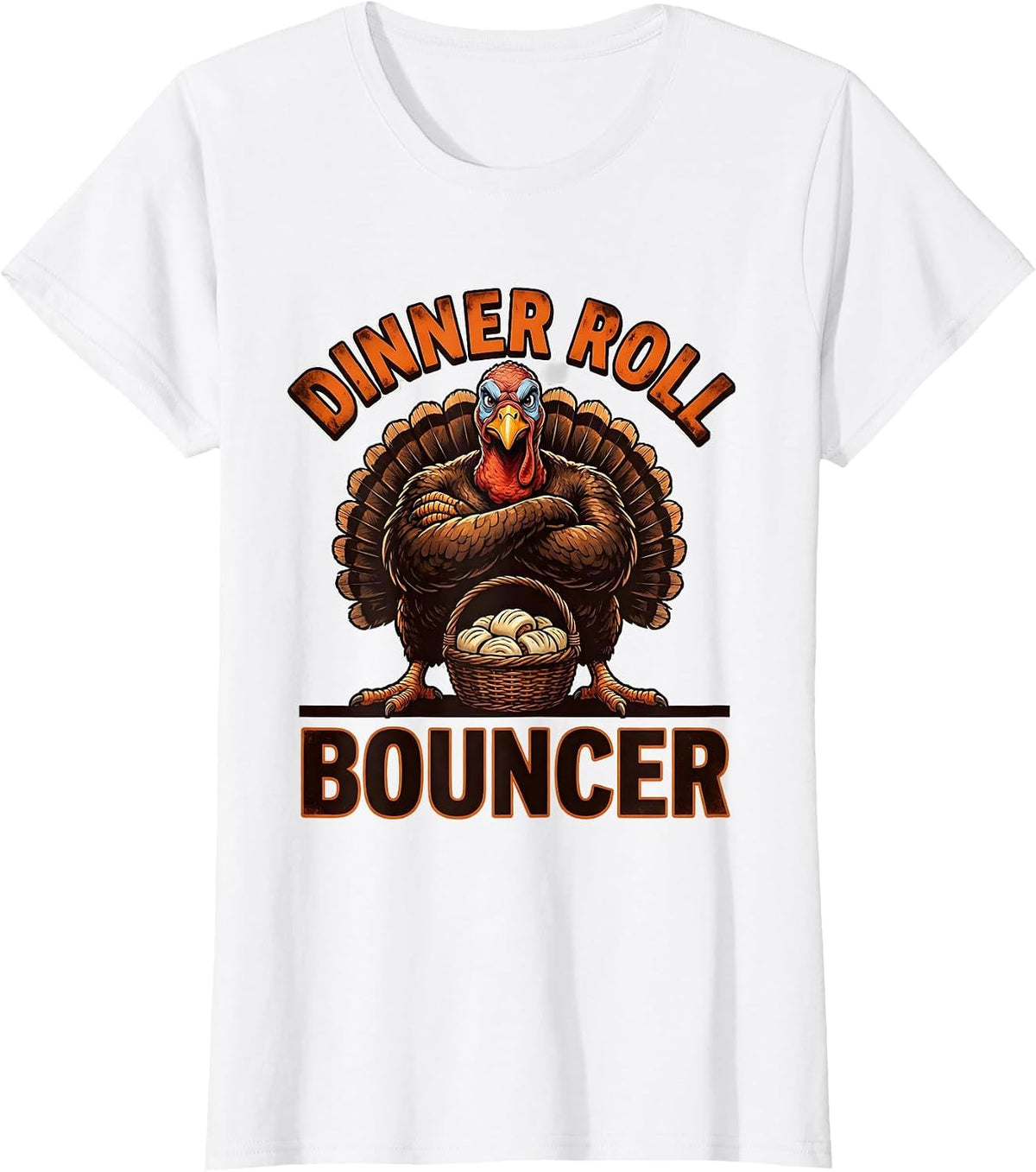 Dinner Roll Bouncer Funny Thanksgiving Family Crew Turkey T-Shirt - White