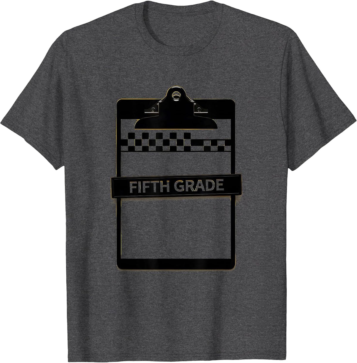 Fifth Grade Retro Checkered Back To School Teacher Girl Kids T-Shirt - Dark Heather Grey