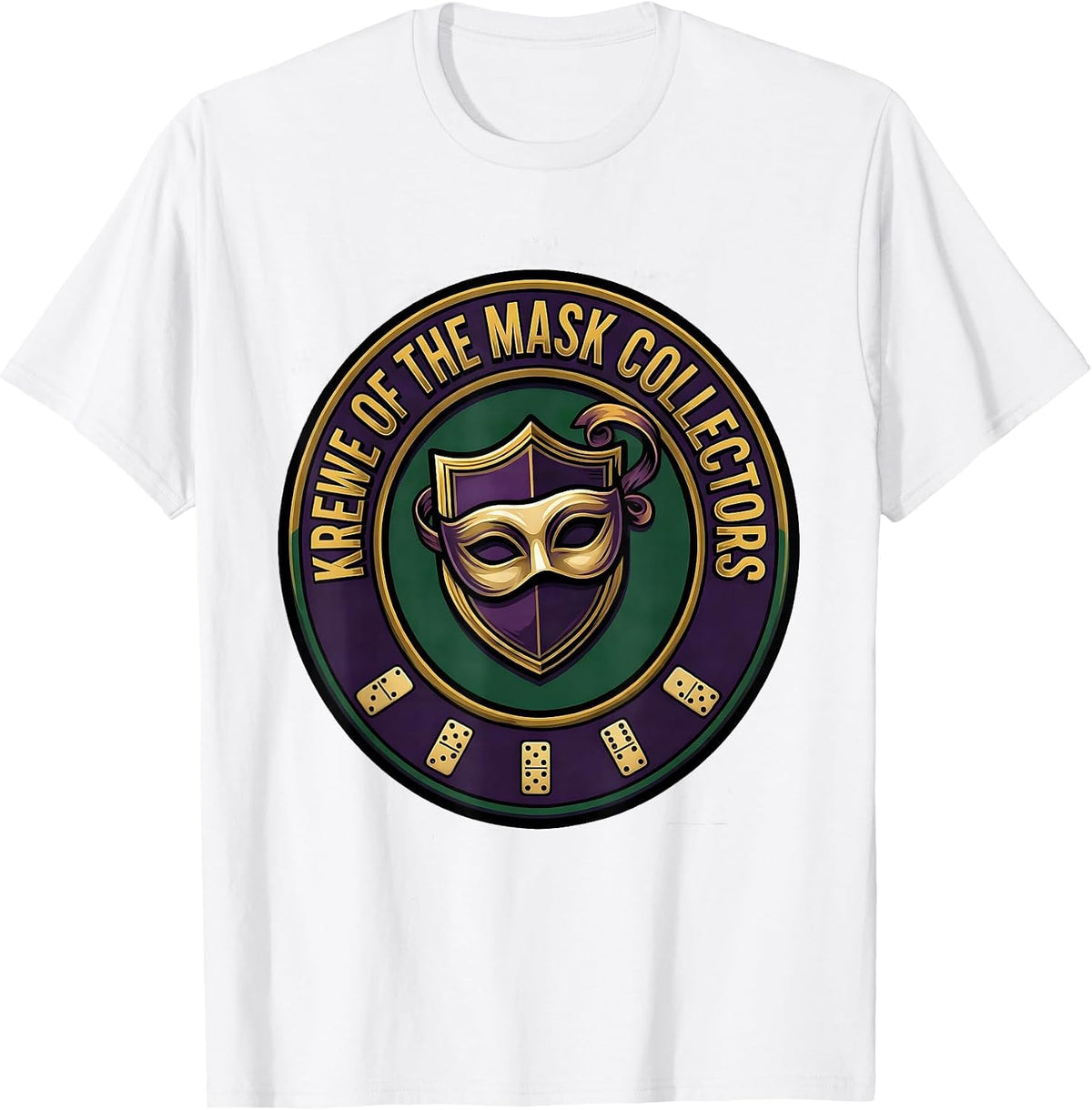 Men's Krewe Of The Mask Collectors Mardi Gras Party Carnival Humor T-Shirt - White