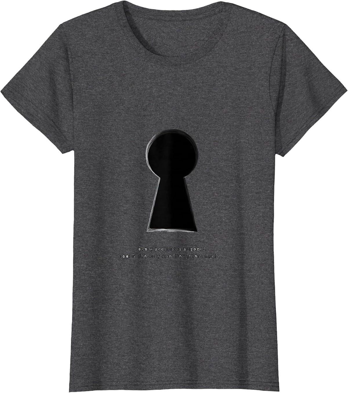 Women's every account is suspect root Linux Sysadmin Humor T-Shirt - Dark Heather Grey
