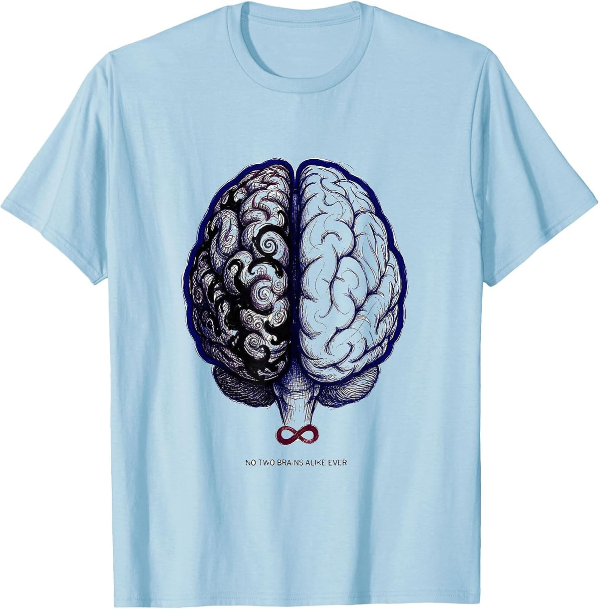 Men's No Two Brains Alike Autism Mom Design T-Shirt - Baby Blue
