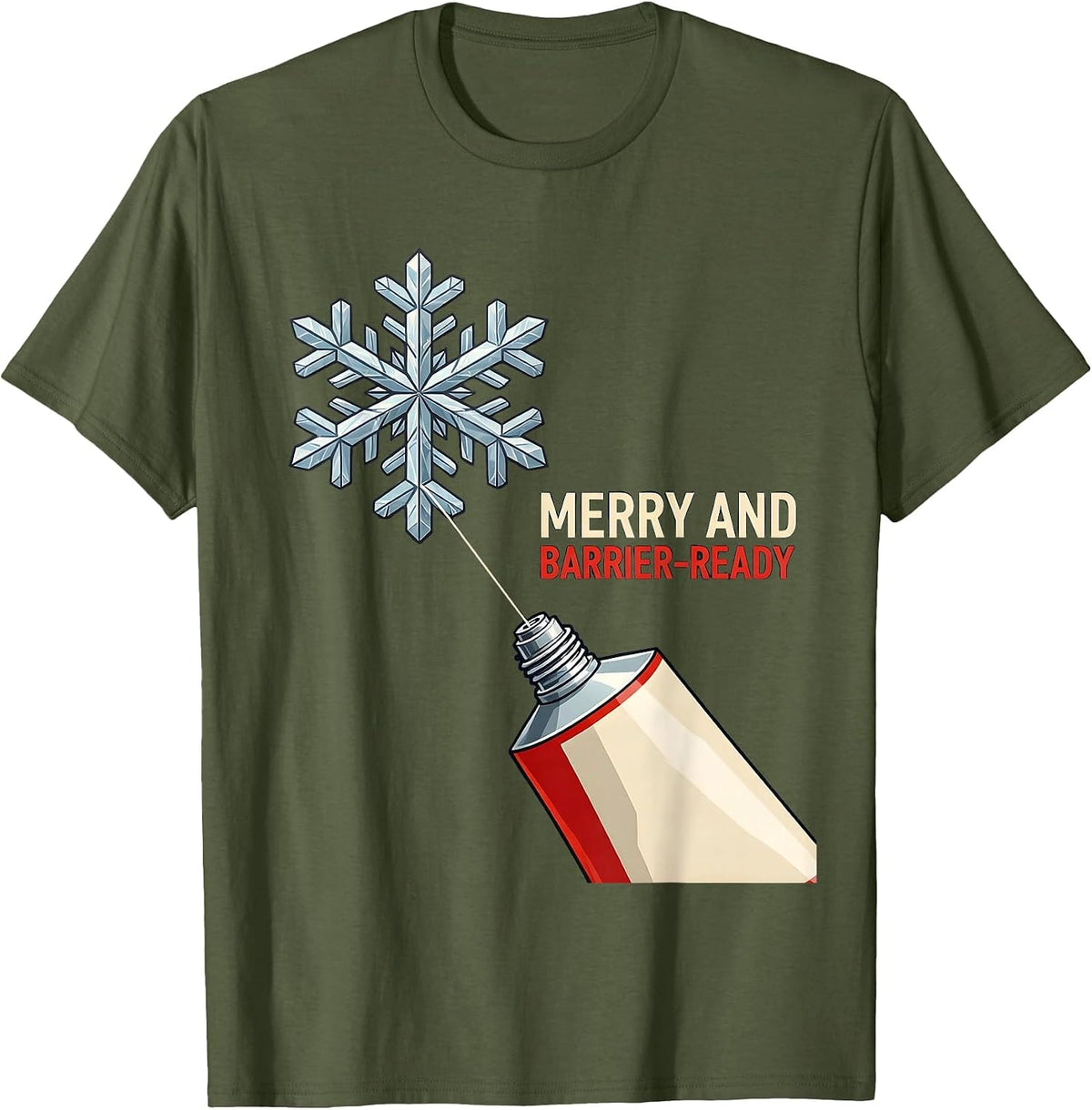 Men's Merry And Barrier-Ready Esthetician Dermatology Christmas T-Shirt - Olive Green