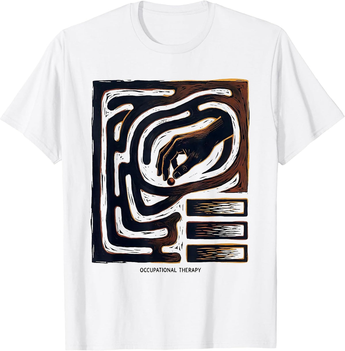 Men's Occupational Therapy Linocut Retro OT Month Practitioner T-Shirt - White