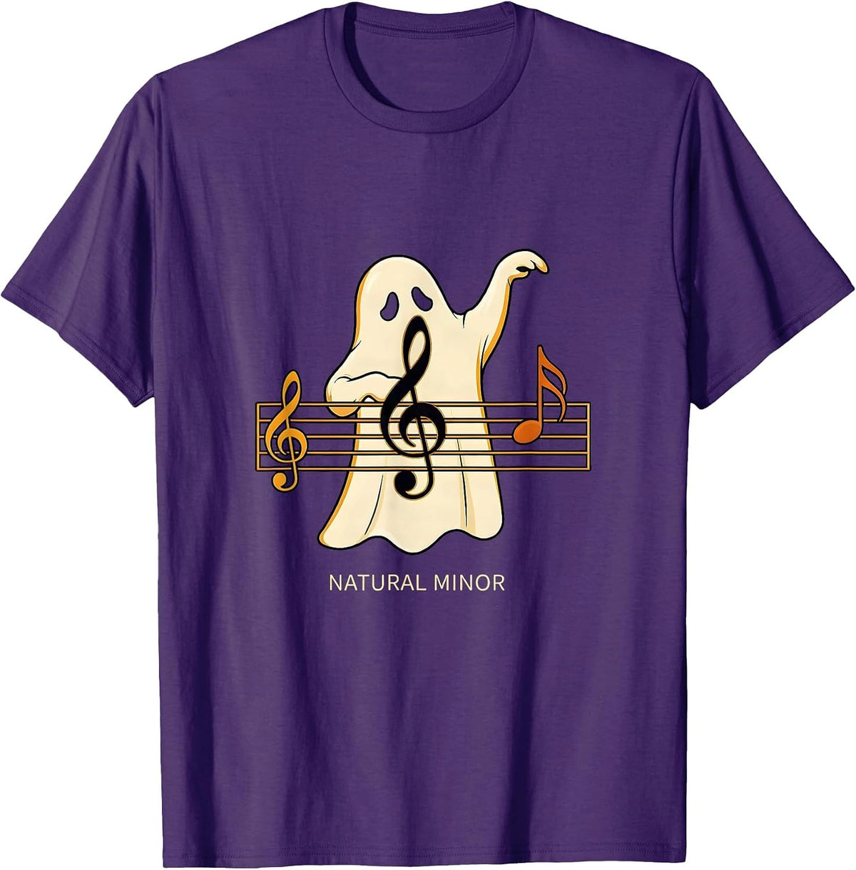 Men's Natural Minor Illustration Whimsical Music Teacher Halloween T-Shirt - Purple