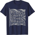 Flags Unite the Brave Patriotic Design T-Shirt - Navy Blue