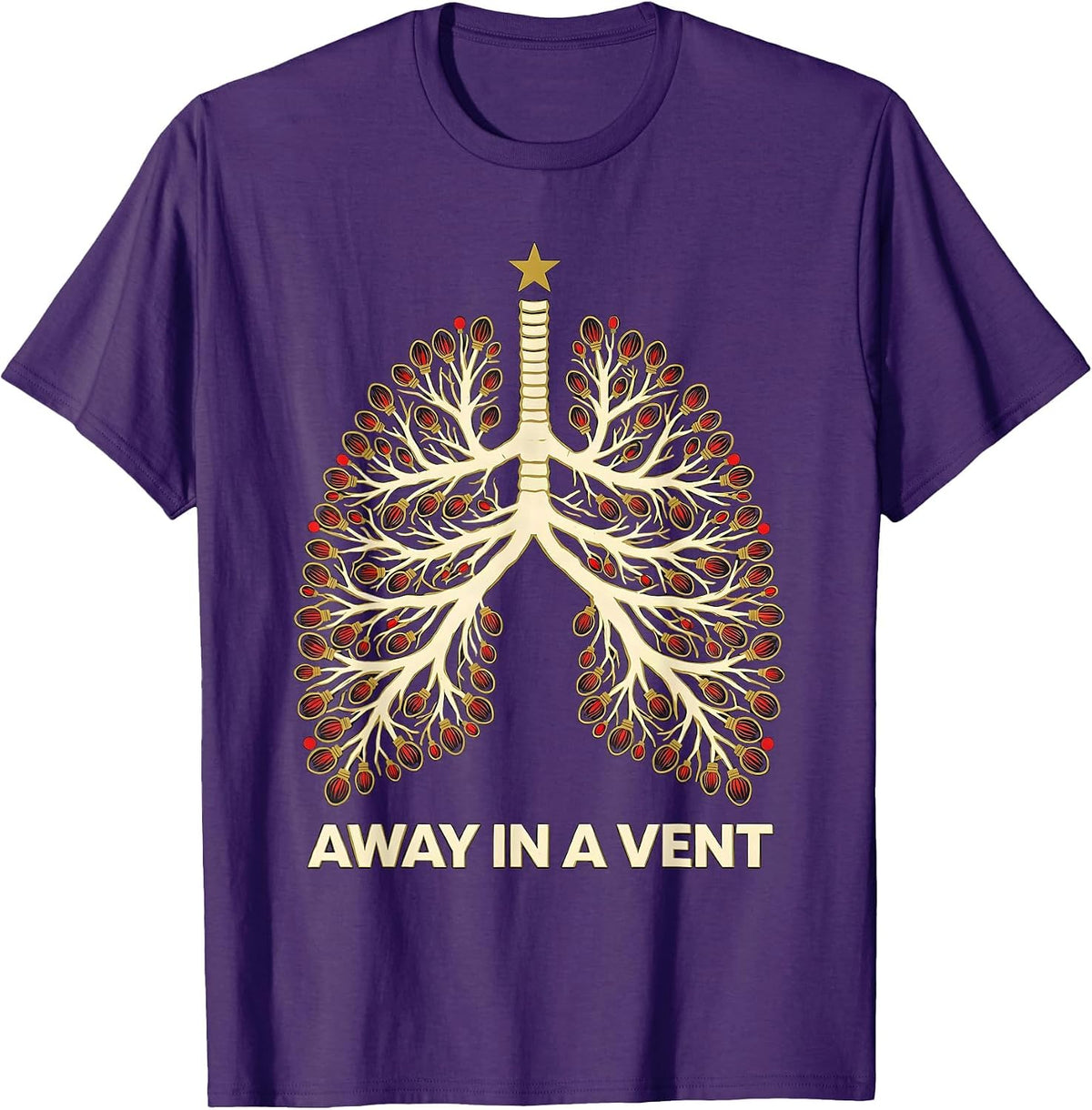 Men's Away In A Vent Stencil Graphic Respiratory Therapist T-Shirt - Purple