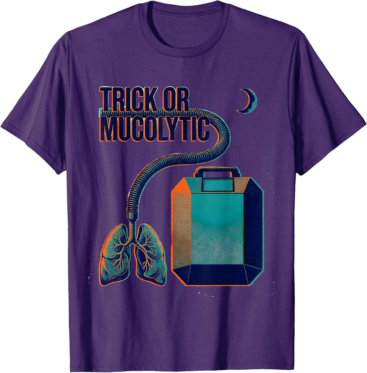 Men's Trick Or Mucolytic Risograph Respiratory Therapist Halloween T-Shirt - Purple