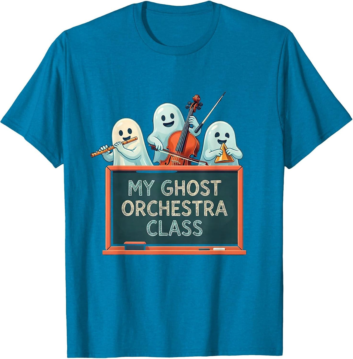 My Ghost Orchestra Class Funny Music Teacher Halloween Ghost T-Shirt - Sapphire Blue