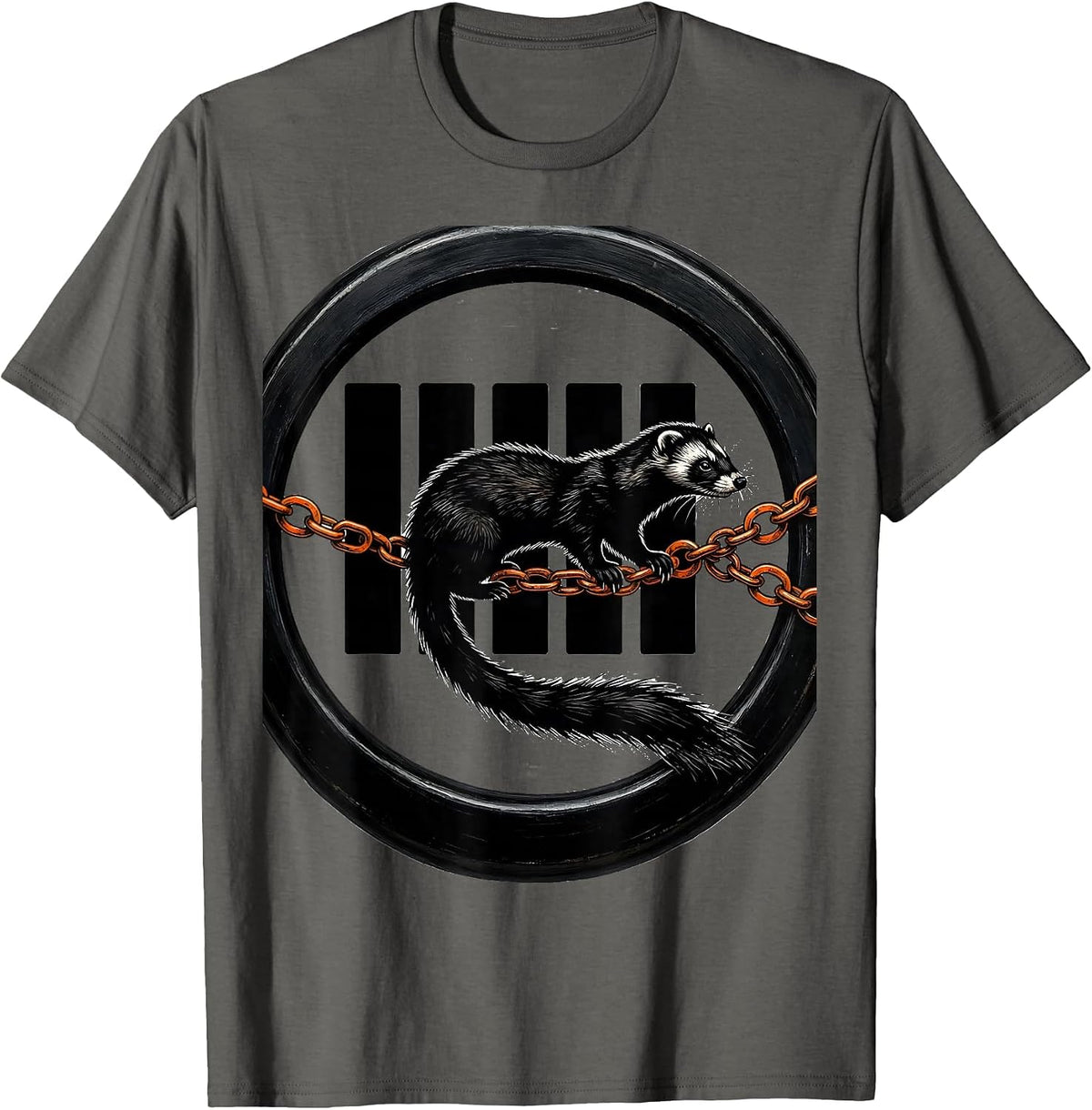 Ferret Badge Breakout Funny Ferret Lover Gift T-Shirt - Asphalt Grey