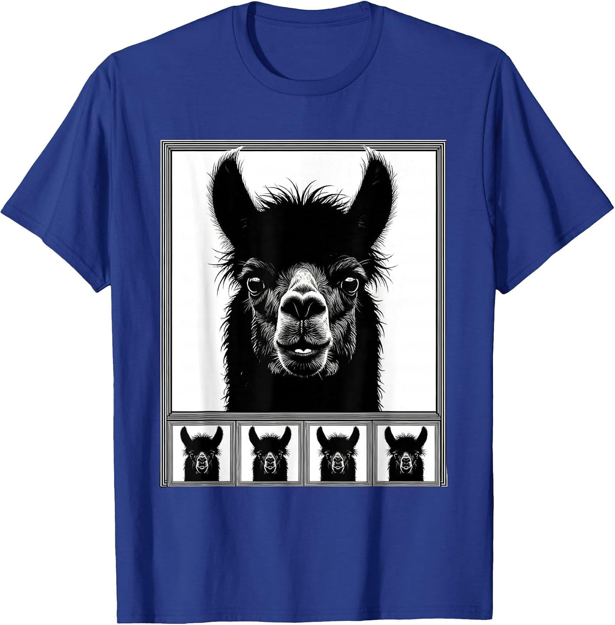 Alpaca Photobooth Funny Animal Portrait T-Shirt - Royal Blue