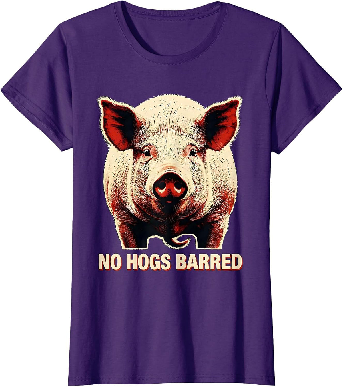 Women's No Hogs Barred Funny Pig Farm Animal Lover Novelty T-Shirt - Purple