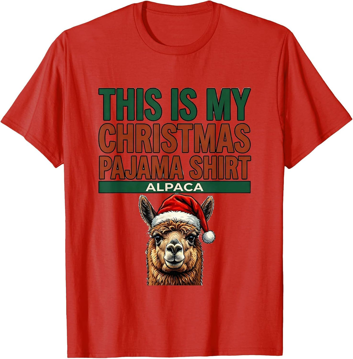 Men's This Is My Christmas Pajama Shirt Alpaca Funny Animal Lover T-Shirt - Red