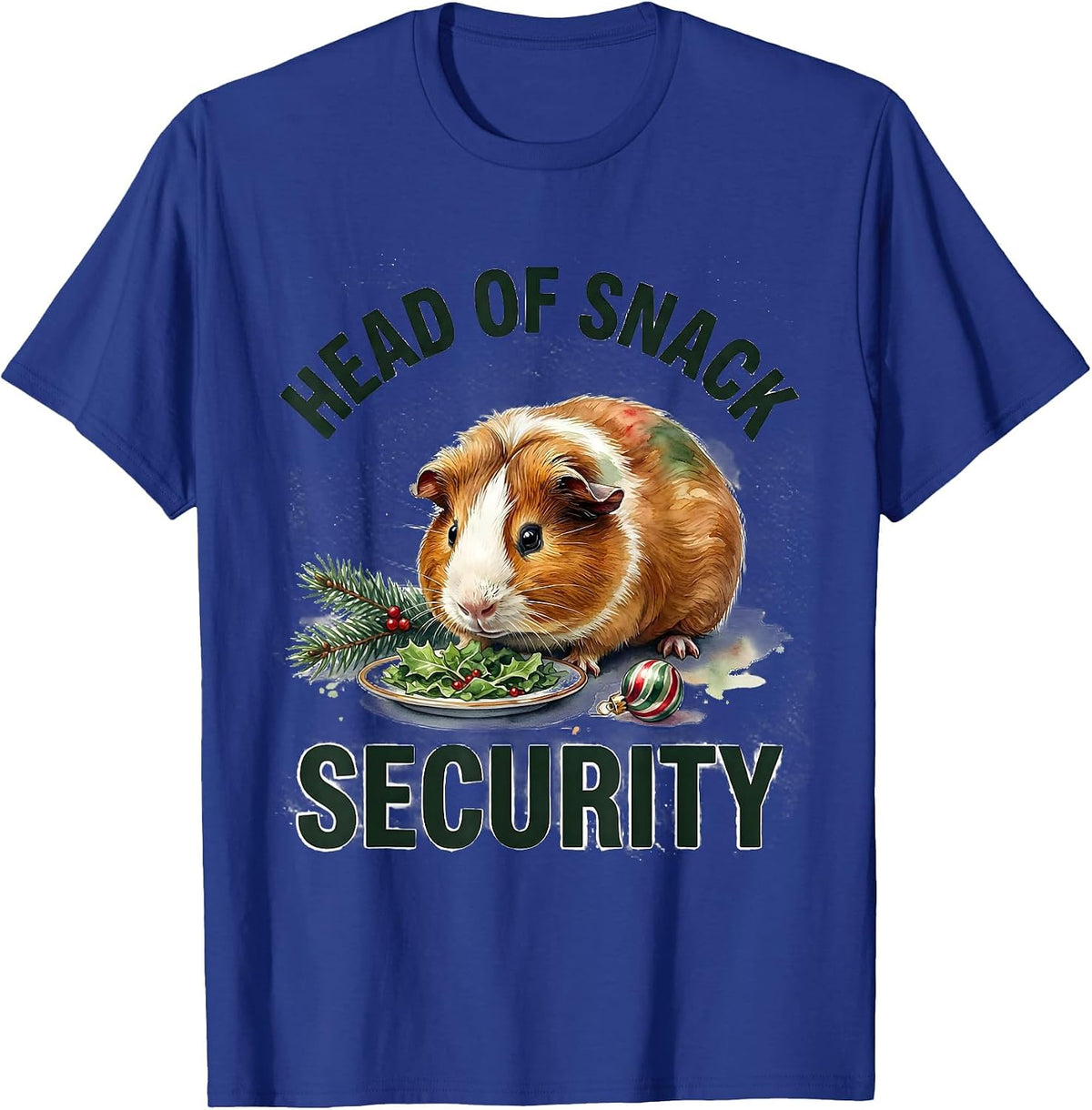 Head of Snack Security Funny Guinea Pig Christmas Pet Lover T-Shirt - Royal Blue