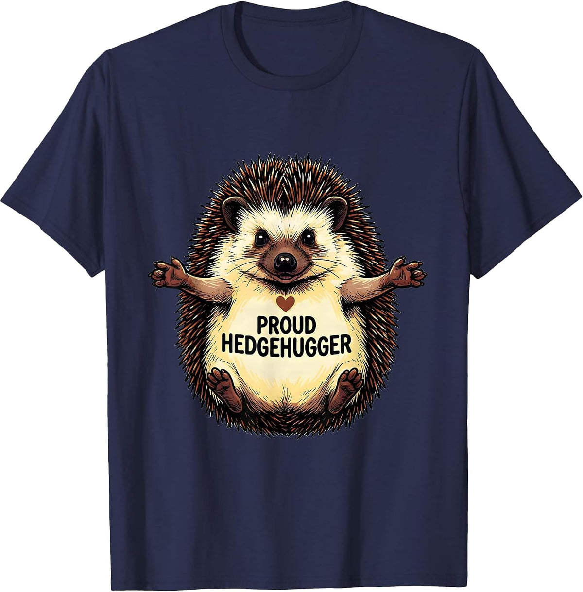 Men's Proud Hedgehugger Whimsical Hedgehog Lover Humor Gift T-Shirt - Navy Blue
