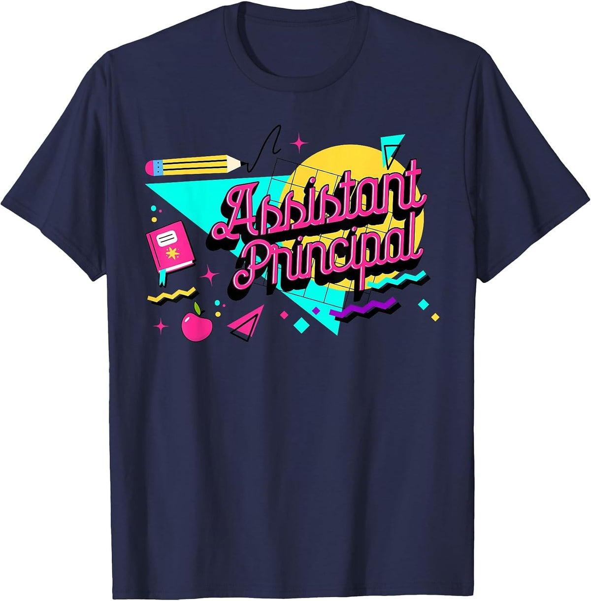 Assistant Vice Principal School Head Teacher 90s Retro T-Shirt - Navy Blue