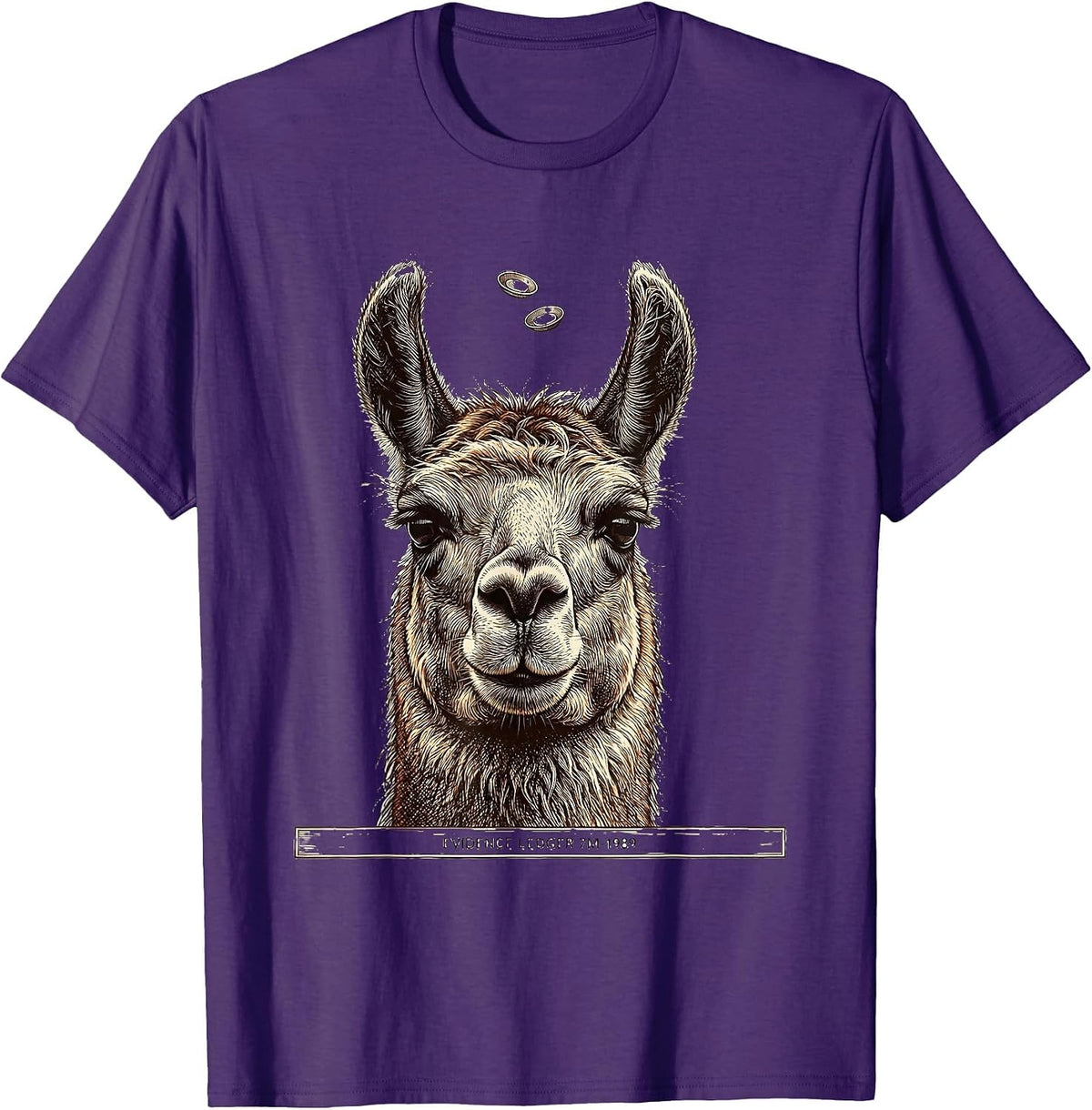 Men's Evidence Ledger 7M-1989 Funny Alpaca UFO Alien Novelty T-Shirt - Purple