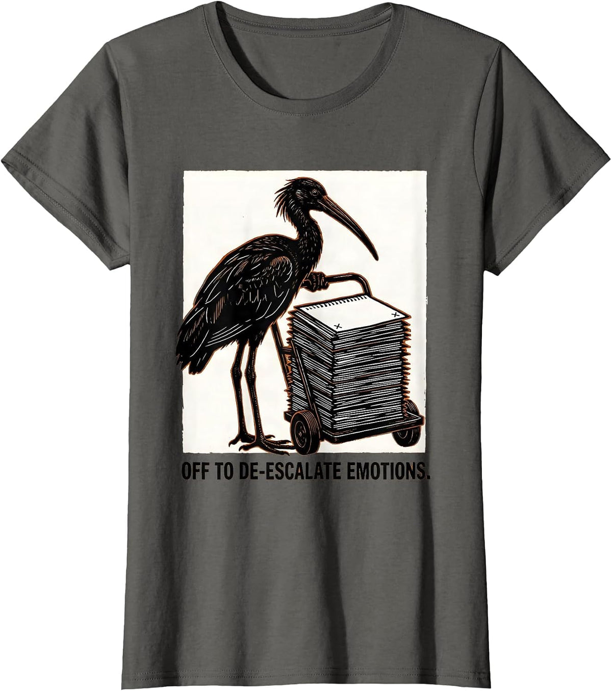 Women's Off To De-Escalate Emotions Funny Mental Health Counselor T-Shirt - Asphalt Grey