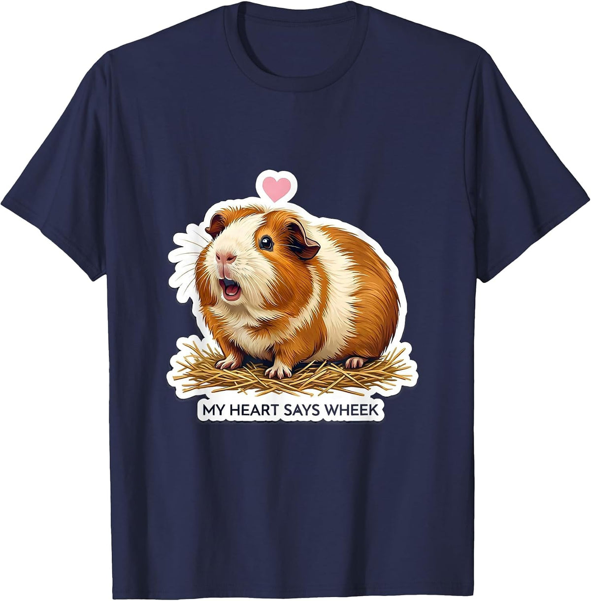 Men's My Heart Says Wheek Cute Guinea Pig Lover Owner Humor T-Shirt - Navy Blue