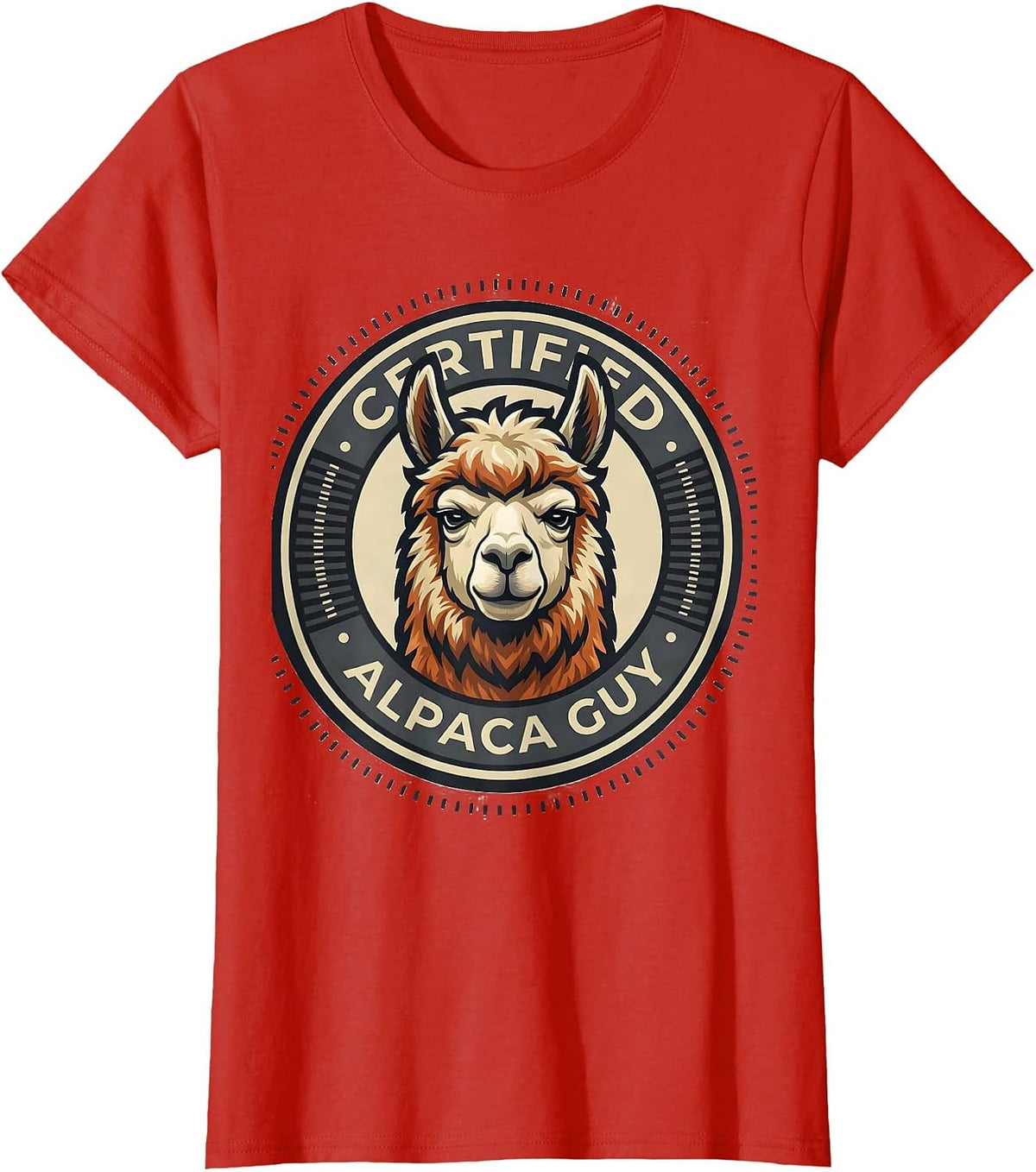 Women's Certified Alpaca Guy Funny Alpaca Lover Mascot Logo T-Shirt - Red