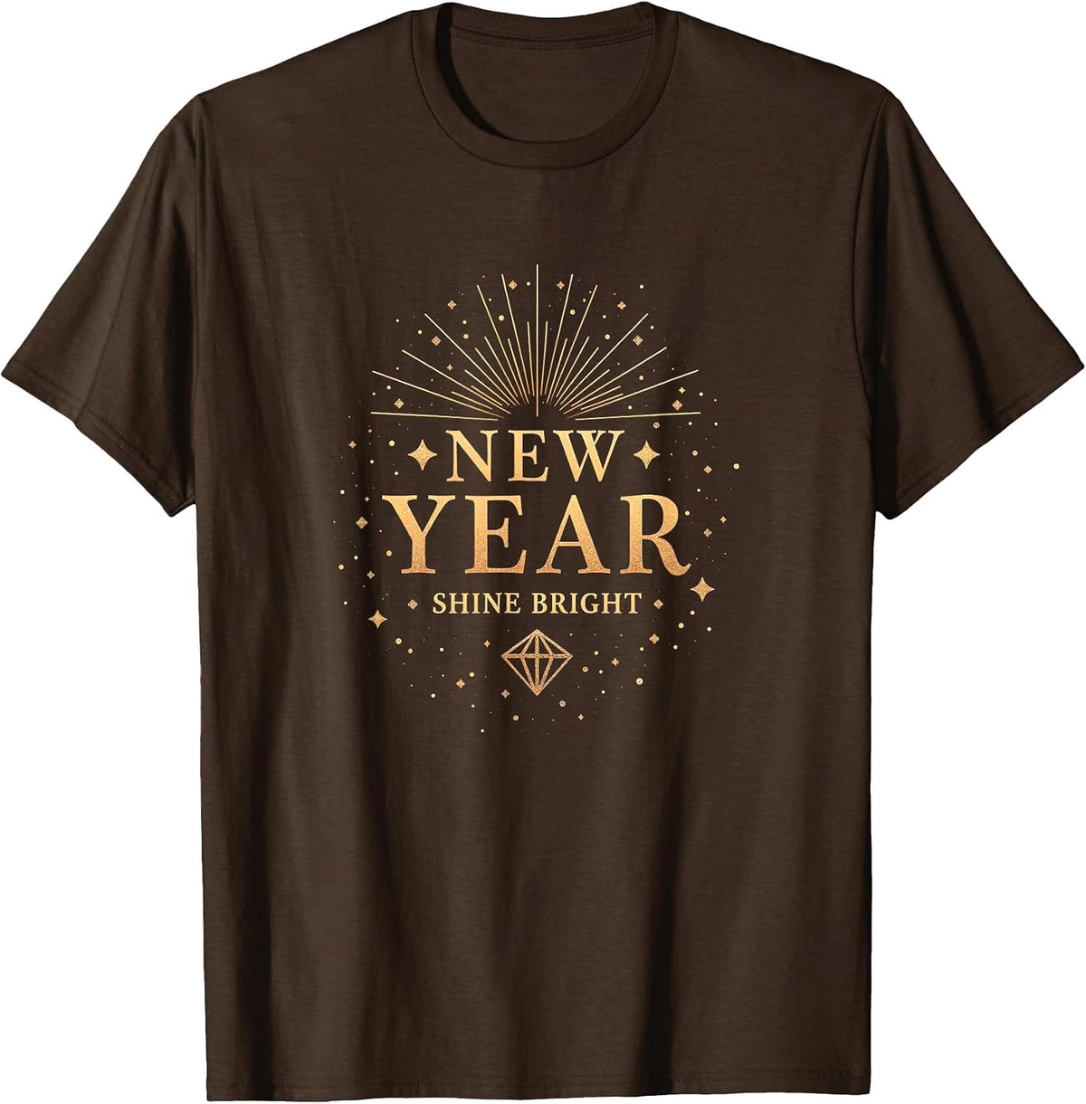 New Year Shine Bright Celebration Design T-Shirt the design twins T-Shirt - Brown