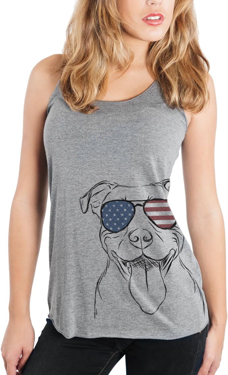 Inkopious Patriotic Major the Pitbull Triblend T-Shirt - Grey Racerback