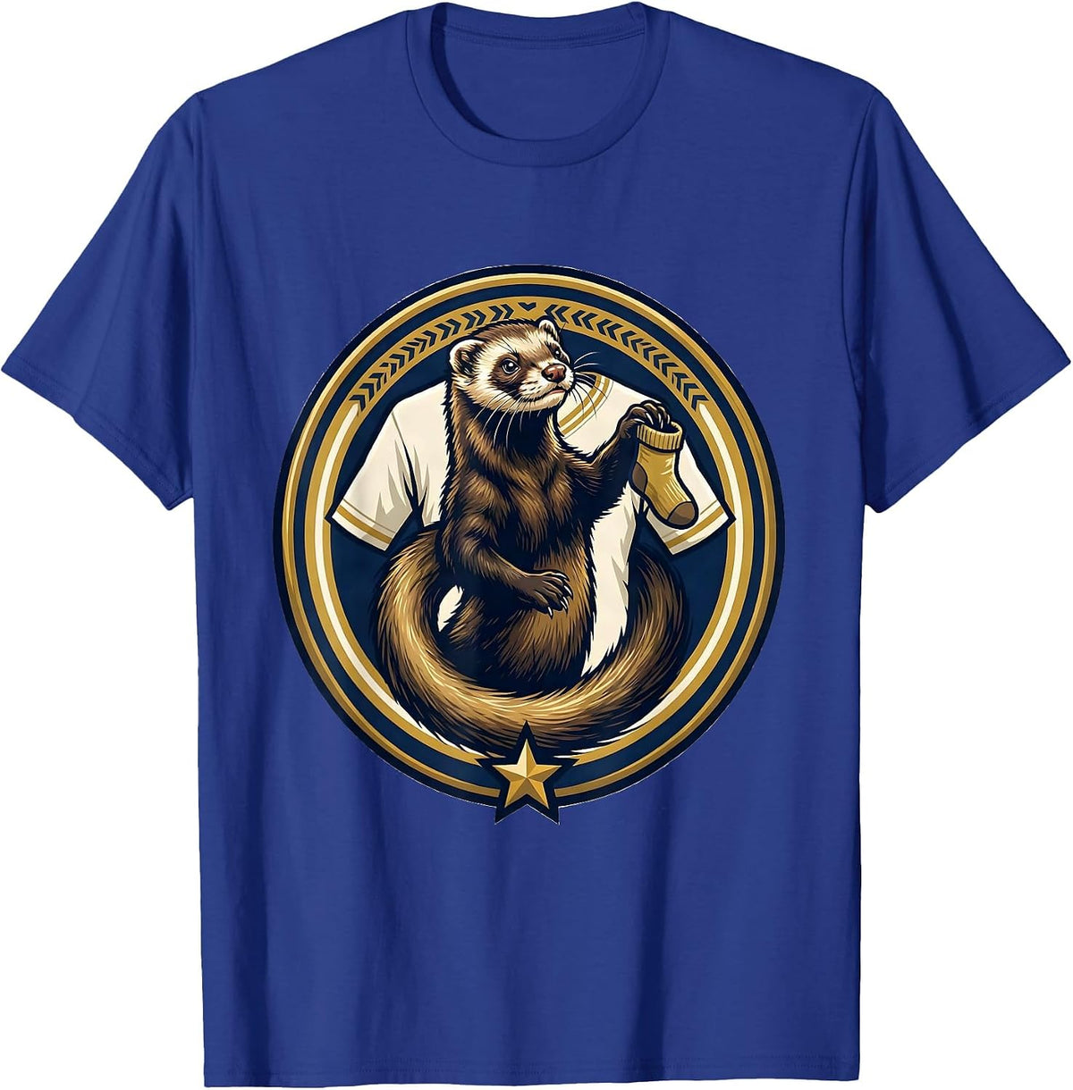 Ferret Mascot Badge Funny Ferret Lover Gifts T-Shirt - Royal Blue